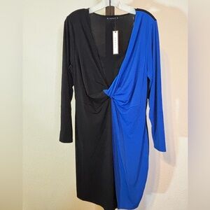 NWT SONCY DRESS - Soncy Sz 1 (14-16) Royal Blue Black Colorblock Office Career